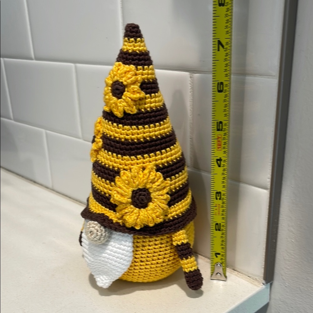 Handcrafted Sunflower Gnome Amigurumi Crochet Home Decor Flower Summer Sun - Picture 9 of 12